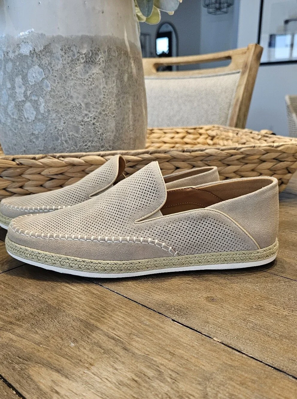 Steve Madden Beige Tan Perforated Sporty Loafers Shoes Men's Sz 10.5 NWOB